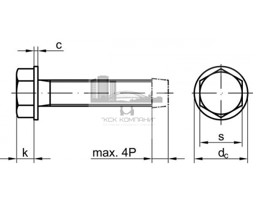 Винт резьбовыдавливающий TAPTITE DIN 7500D с шестигранной головкой и полной резьбой оцинкованная сталь 4.8-5.8, M6x16 мм