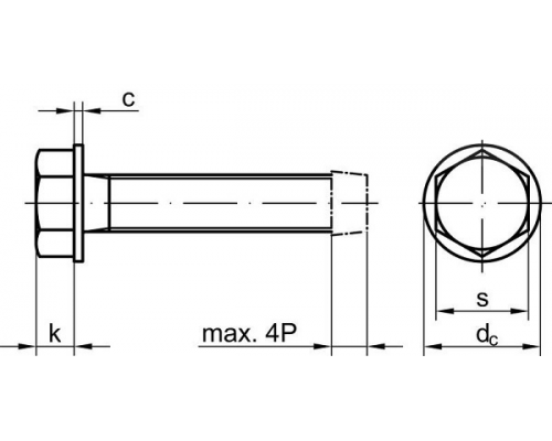 Винт резьбовыдавливающий TAPTITE DIN 7500D с шестигранной головкой и полной резьбой оцинкованная сталь 4.8-5.8, M6x16 мм  — Винты резьбовыдавливающие и резьбонарезающие