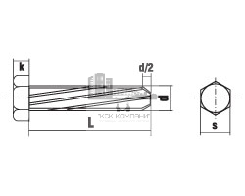 Винт резьбонарезающий DIN 7513A с шестигранной головкой и полной резьбой оцинкованная сталь 4.8-5.8, M6x20 мм
