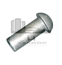 Заклепка без покрытия ГОСТ 10299-80 стальная под молоток с полукруглой головкой, 8x16 мм