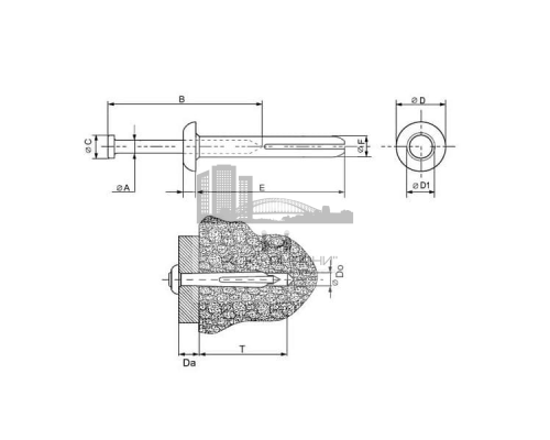 Дюбель-гвоздь забиваемый металлический (оцинкованная сталь), 6x40/19 мм