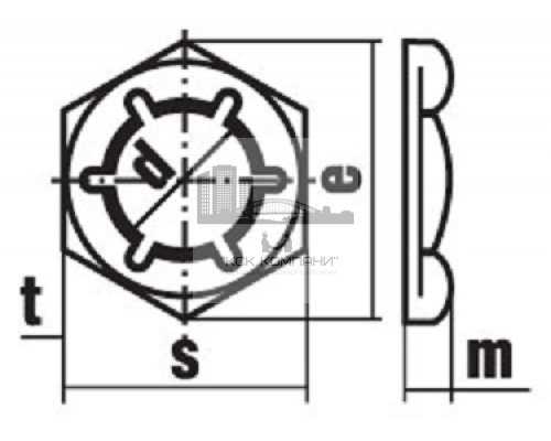 Гайка стопорная (контргайка) DIN 7967 самоконтрящаяся пружинная с внутренними лапками оцинкованная сталь, M20