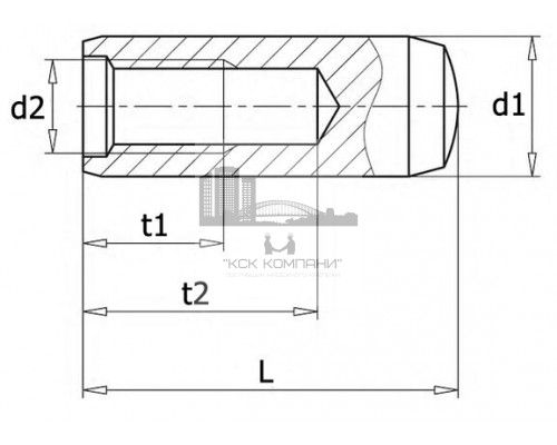 Штифт из закаленной стали DIN 7979D внутренняя резьба стальной цилиндрический закругленный конец без покрытия, 6x28 мм