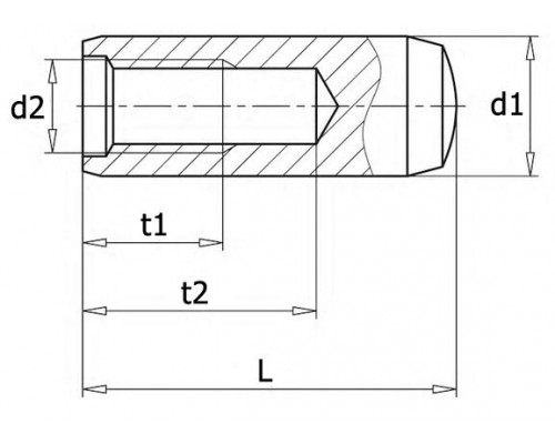 Штифт из закаленной стали DIN 7979D внутренняя резьба стальной цилиндрический закругленный конец без покрытия, 6x32 мм