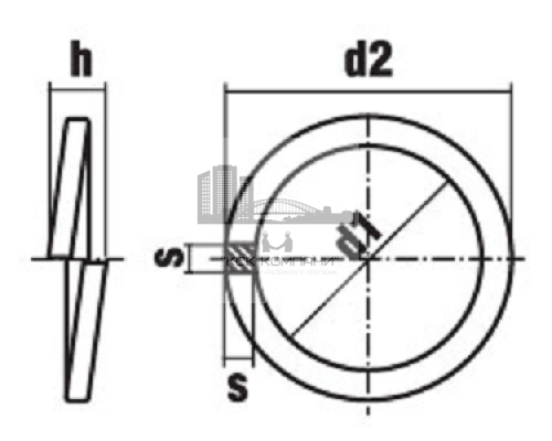 Шайба (гровер) пружинная уменьшенная DIN 7980 (A4) для винтов с цилиндрической головкой, 20.0xM20