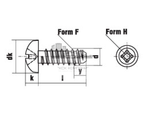 Винт самонарезающий DIN 7981 FH (A2) с тупым концом с полуцилиндрической головкой шлиц Phillips, D4,8X19