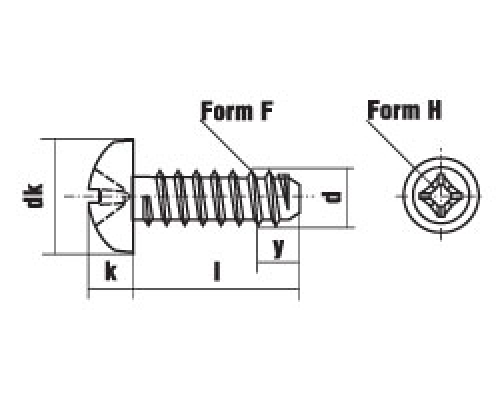 Винт самонарезающий DIN 7981 FH (A2) с тупым концом с полуцилиндрической головкой шлиц Phillips, D4,8X22
