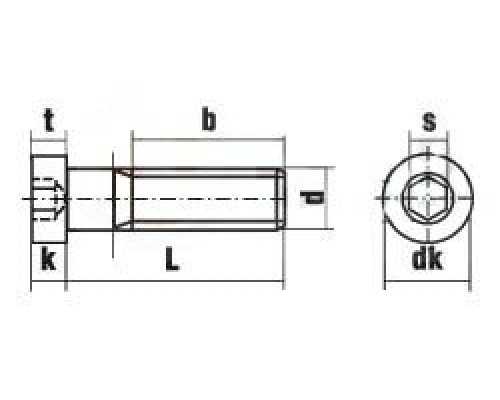 Винт DIN 7984 с цилиндрической низкой головкой и внутренним шестигранником оксидированная сталь класс прочности 8.8, M3x12 мм  — Винты с внутренним шестигранником (HEX)