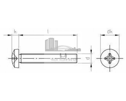 Винт DIN 7985 H (A4) с полуцилиндрической головкой шлиц Phillips, M2.5x8 мм