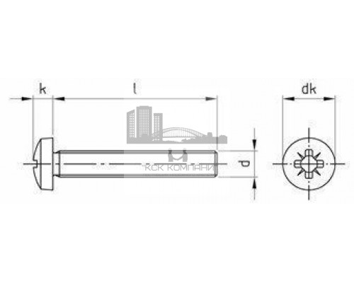 Винт DIN 7985 Z (A2) с полуцилиндрической головкой шлиц Pozidriv, M2,5X14