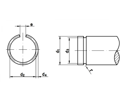 Кольцо стопорное пружинное без покрытия DIN 7993 тип A из круглой проволоки для вала, D18