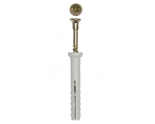 Дюбель-гвоздь пластиковый с потайным бортиком (полипропилен/оцинкованная сталь), 8x60 мм