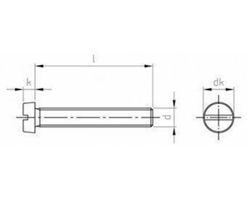 Винт DIN 84 (A4) с цилиндрической головкой шлиц прямой, M5X10