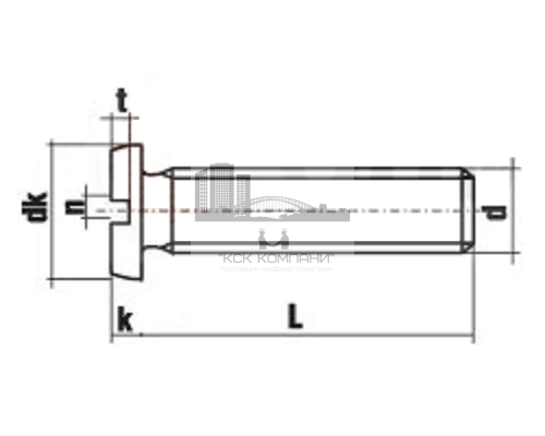 Винт DIN 84 с цилиндрической головкой прямым шлицем и полной резьбой оцинкованная сталь класс прочности 4.8-5.8, M5x20 мм  — Винты с прямым шлицем (Slotted)