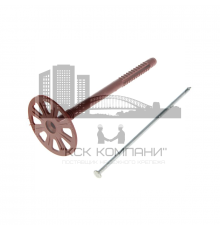 Дюбель-гриб для теплоизоляции с гвоздем из углеродистой оцинкованной стали, 10/60x200 мм