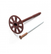 Дюбель-гриб для теплоизоляции с гвоздем из оцинкованной стали и термоголовкой из ударостойкого полиамида, 10/60x140 мм