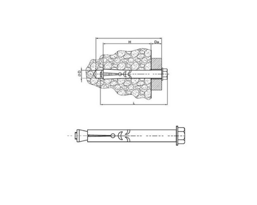Анкерный болт с гайкой из оцинкованной стали с желтопассивированным покрытием, M10 14x100 мм  купить в Москве