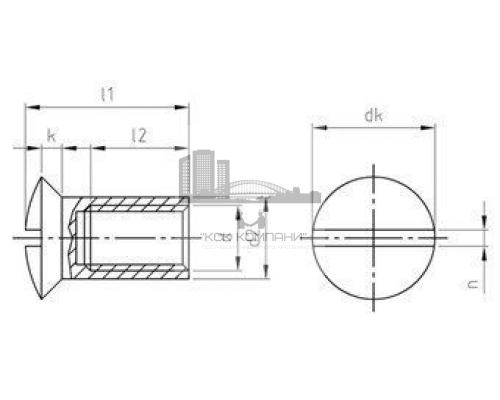 Гайка мебельная стяжная с полупотайной головкой ART 9061 с прямым шлицом из нержавеющей стали А1, М5
