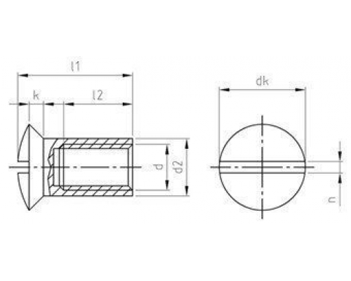 Гайка мебельная стяжная с полупотайной головкой ART 9061 с прямым шлицом из нержавеющей стали А1, М6