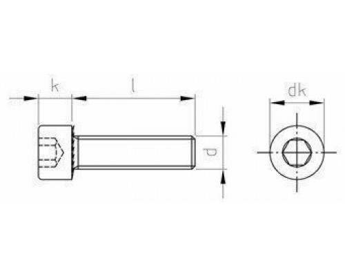 Винт DIN 912 (A2) с цилиндрической головкой, M18X70