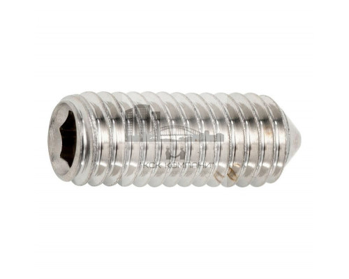 Винт установочный DIN 914 нержавеющая сталь A4 / AISI 316 с острым концом шлиц внутренний шестигранник, M3x4 мм