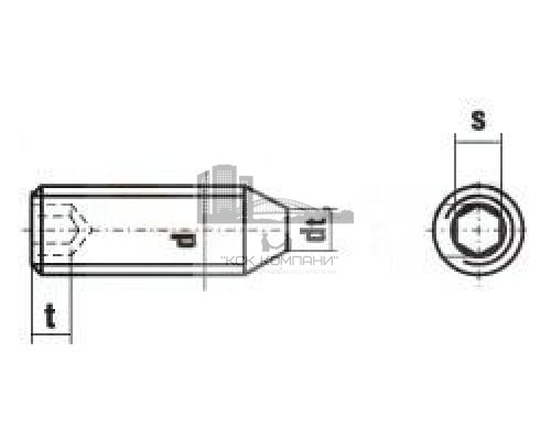 Винт установочный DIN 914 стопорный с внутренним шестигранником и коническим концом оксидированная сталь класс прочности 12.9, M5x5 мм  — Винты установочные