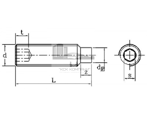 Винт установочный DIN 915 с внутренним шестигранником и цилиндрическим концом оксидированная сталь класс прочности 12.9, M10x16 мм  — Винты установочные