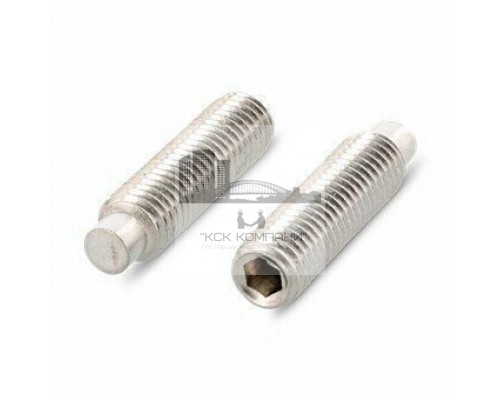 Винт установочный DIN 915 нержавеющая сталь A2 / AISI 304 с цилиндрическим концом (цапфой) шлиц внутренний шестигранник, M4x6 мм