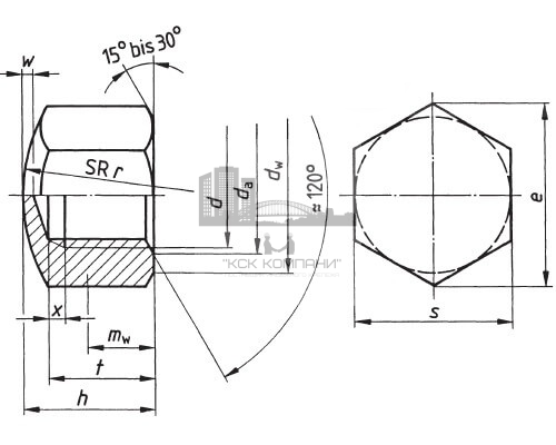 Гайка шестигранная колпачковая низкая слепая DIN 917 (A4), M6