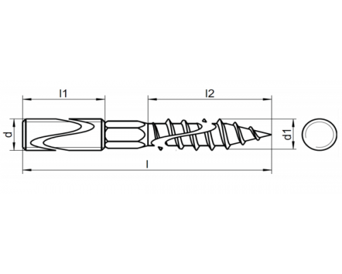 Винт-шуруп (шпилька сантехническая) ART. 9210 нержавеющая сталь A2 / AISI 304, M8x100 мм