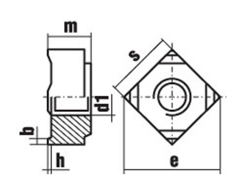 Гайка квадратная приварная DIN 928 (A2), M10