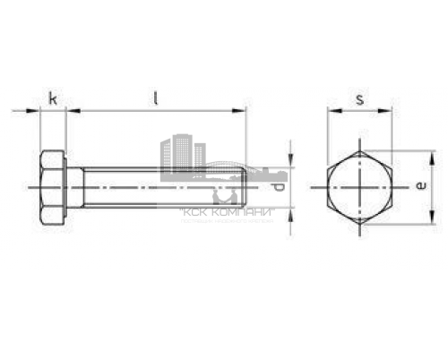 Болт с шестигранной головкой DIN 933 (нержавеющая сталь A4-80), M12X90