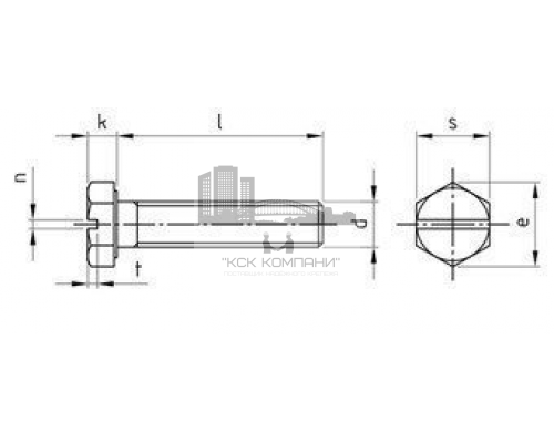 Болт с шестигранной головкой DIN 933 SZ (нержавеющая сталь A2, прямой шлиц), M6X35