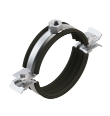 Хомут трубный усиленный TERMOCLIP (ТЕРМОКЛИП) двухсоставной с резиновым виброуплотнителем оцинкованная сталь, 75-81мм (2 1/2")