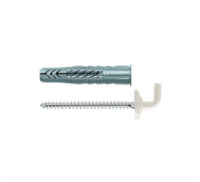 Универсальный дюбель FISCHER (ФИШЕР) UX WH N с кромкой и загнутым крюком белое покрытие (нейлон/оцинкованная сталь), 8x50 мм