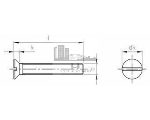 Винт DIN 963 (A4) с потайной головкой шлиц прямой, M10X100