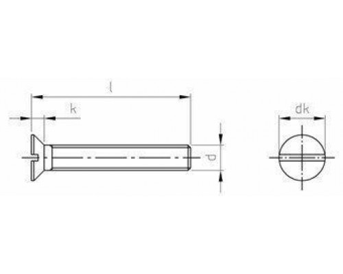 Винт DIN 963 (A2) с потайной головкой шлиц прямой, M2X10