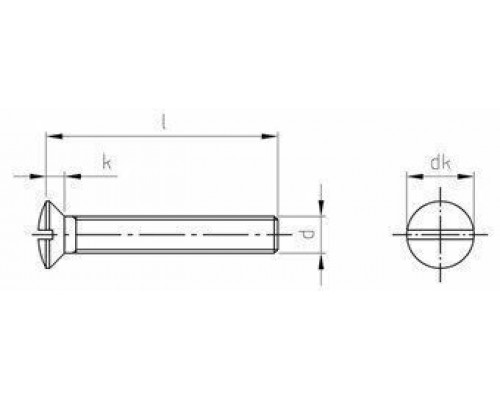 Винт DIN 964 (A2) с полупотайной головкой шлиц прямой, M2X5