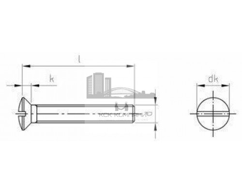 Винт DIN 964 (A4) с полупотайной головкой шлиц прямой, M5X80