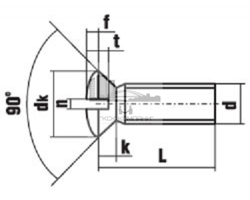 Винт DIN 964 с полупотайной головкой прямым шлицем и полной резьбой оцинкованная сталь класс прочности 4.8-5.8, M4x20 мм