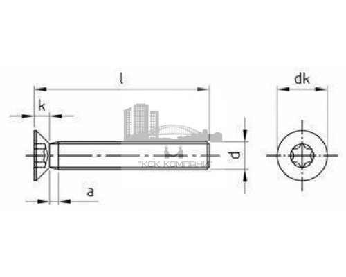 Винт DIN 965 (A4) с потайной головкой шлиц Torx, M2,5X16