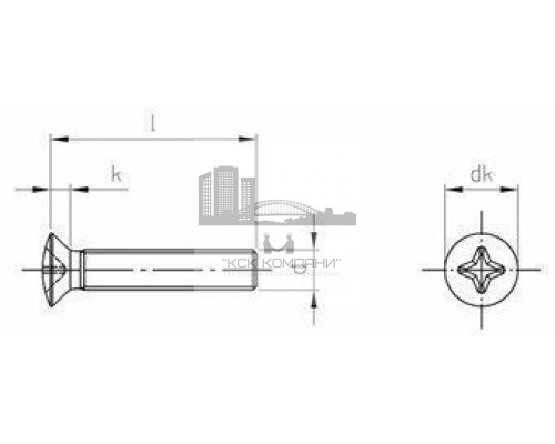 Винт DIN 966 H (A4) с полупотайной головкой шлиц Phillips, M4x10 мм