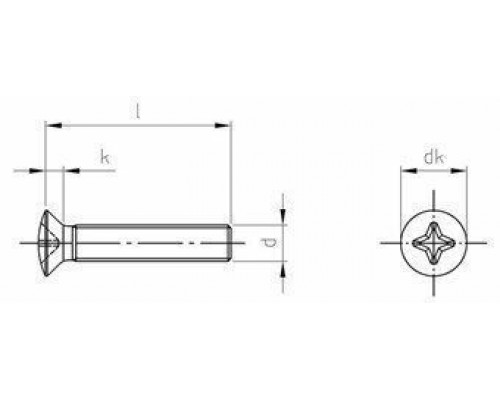 Винт DIN 966 H (A4) с полупотайной головкой шлиц Phillips, M4x10 мм