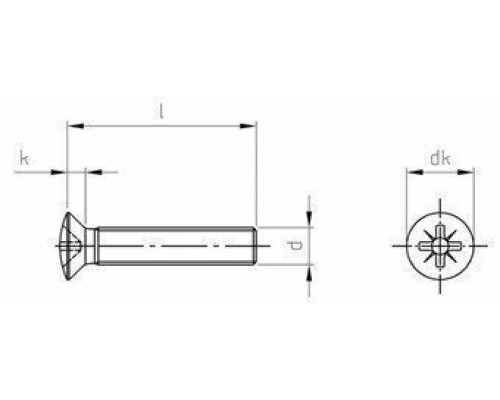 Винт DIN 966 Z (A2) с полупотайной головкой шлиц Pozidriv, M3X12