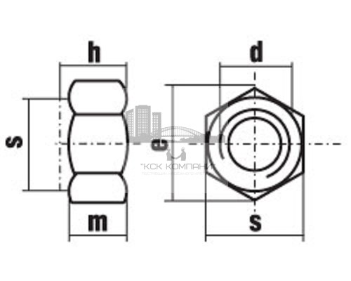 Гайка шестигранна самоконтрящаяся высокая с нейлоновым кольцом DIN 982 (A4-80), M24
