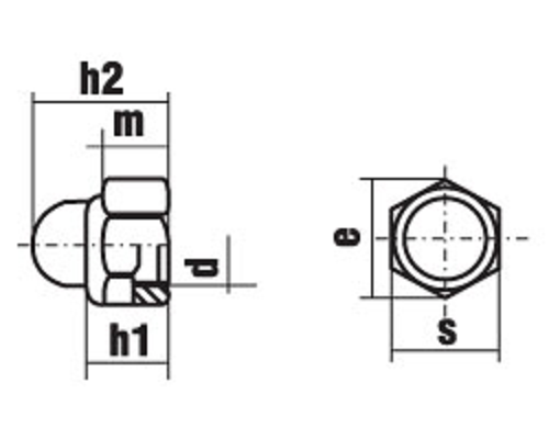 Гайка самоконтрящаяся колпачковая с нейлоновым кольцом DIN 986 (A2), M4