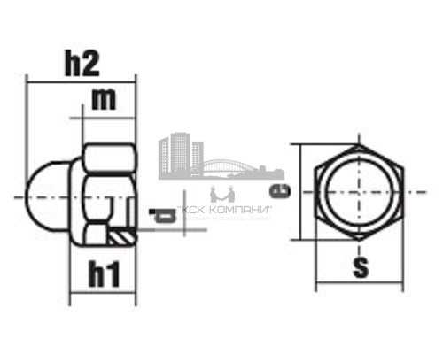 Гайка самоконтрящаяся колпачковая с нейлоновым кольцом DIN 986 (A2) левосторонняя резьба, M8