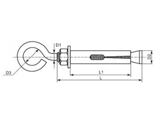 Анкерный болт с кольцом из оцинкованной стали с желтопассивированным покрытием, M12 16x110 мм  купить в Москве