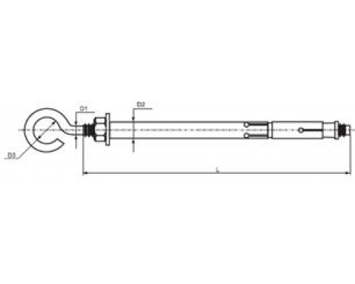 Анкерный болт с полукольцом двухраспорный из оцинкованной стали с желтопассивированным покрытием, M10 14x180 мм