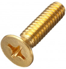 Винт латунный DIN 965 с потайной головкой полной резьбой шлиц Phillips, M4x10 мм
